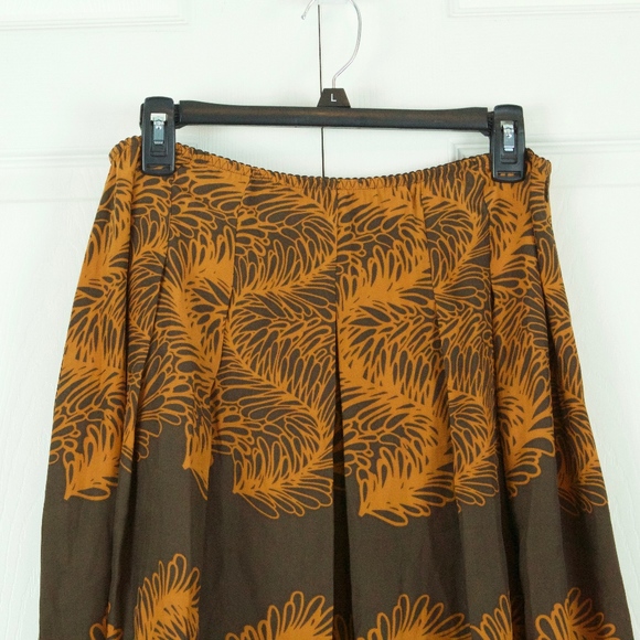 NWOT J. Jill Brown Orange Automn 100% Silk Pleated Accordion Skirt Size 12 P - Picture 2 of 7